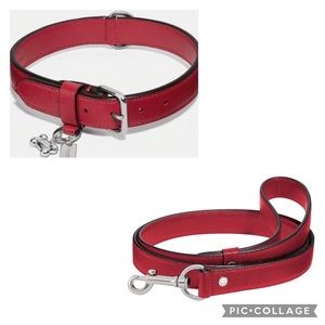 NEW COACH Red Silver Small Leather Dog Collar F26177 & F26178 RARE